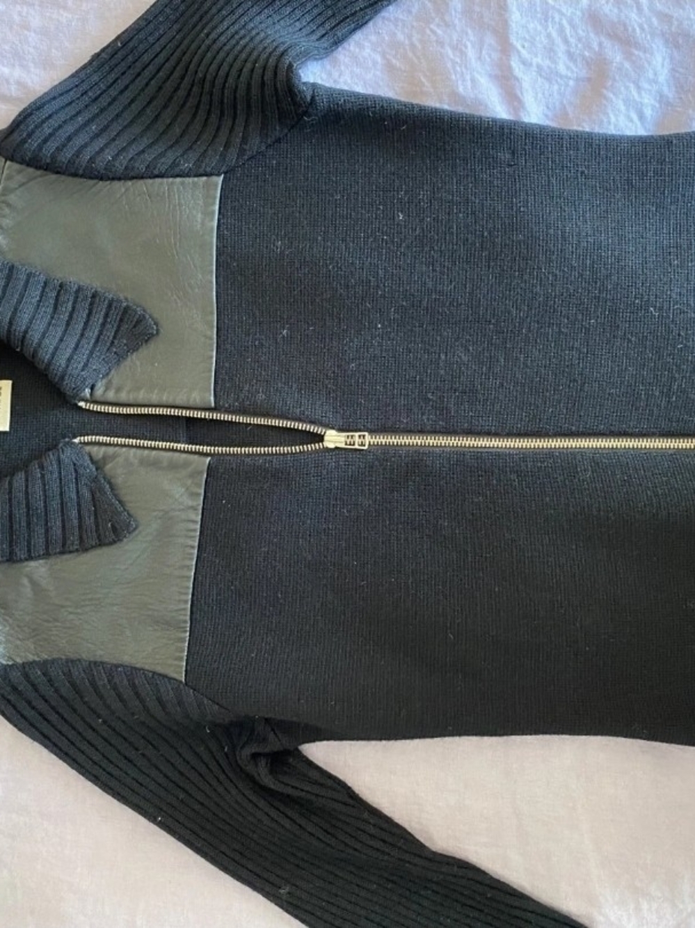 Leather and Wool Vintage Sweater Womens Easel